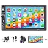 Double Din Car Stereo,7 Inch Car Radio with HD Touch Screen Bluetooth Car Stereo,Bluetooth Hands-Free Calling,Mirror Link,AUX/EQ/SWC…