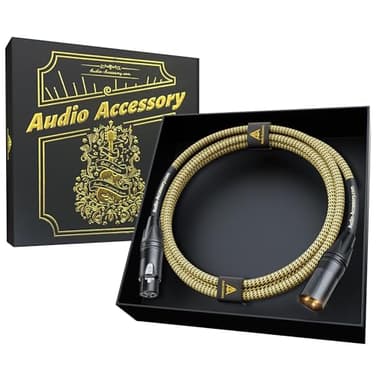 AA AUDIO ACCESSORY Gold Series Star Quad Studio XLR Cables 6.6ft, Neutrik Connectors, 19AWG OFC, Kevlar-Reinforced Nylon Braided Handmade Microphone Cable, 100% OFC Braid and Al-Foil Shielding