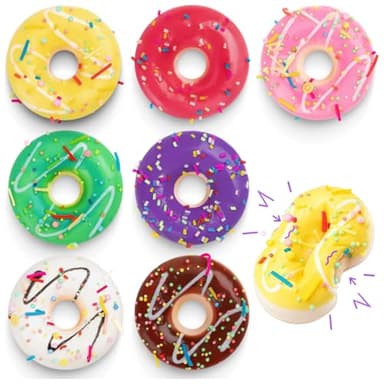 MGZTTHW 8pcs Donut Stress Ball, 2" Artificial Donut Stress Relief Exercise Balls, Small Fake Donuts for Birthday Party Favors, Shop Decoration, Shooting Props Display