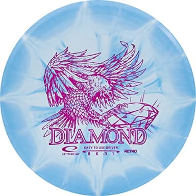 Latitude 64 Retro Burst Diamond Disc Golf Driver | Beginner Friendly Frisbee Golf Disc | 160g and Under | Burst Pattern and Stamp Color May Vary (Blue)