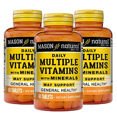 MASON NATURAL Daily Multiple Vitamins with Minerals - 24 Essential Vitamins and Minerals, All in One Multivitamin, Supports Overall Health, 60 Tablets (Pack of 3)