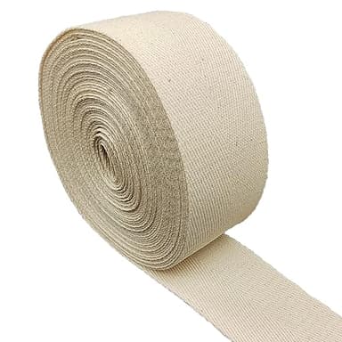 FUNORNAM 2Inch Wide Herringbone Cotton Rug Seam Ribbon Webbing Carpet Binding Trim Twill Tape for DIY Craft Sewing, Handle Cloth Bag, Handbag Tote-Purse 10Yards (Natural)