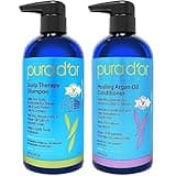 PURA D'OR Scalp Therapy Shampoo & Conditioner Set (16oz x 2) Dry, Itchy Scalp-Hydrates & Nourishes Hair w/Tea Tree, Peppermint, Argan Oil & Biotin, All Hair Type, 3 in 1, Men Women (Packaging Varies)