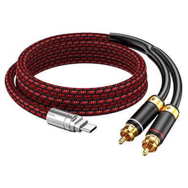 Primeda USB C to RCA Audio Cable Audiophile 2.5FT, Type C to 2RCA Male Jack Y Audio Splitter Cord Adapter for iPhone 16 15 Series, Home Theater, DVD, Amplifier, Speaker, Car Stereo