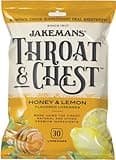 Jakemans Honey and Lemon Throat & Chest Lozenges Cough Drops – Cough, Sore Throat and Seasonal Distress Soothing Relief – Liquid Drop Shape – 30 Lozenges