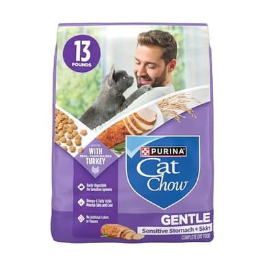 Purina Cat Chow Gentle Sensitive Stomach and Skin Dry Cat Food with Turkey - 13 lb. Bag