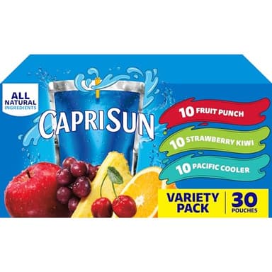 Capri Sun Fruit Punch, Strawberry Kiwi and Pacific Cooler Flavored Juice Drink Blend Variety Pack, 30 ct Box, 6 fl oz Pouches