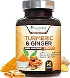 Turmeric Curcumin Supplement 1950mg with Organic Turmeric & Ginger, 95% Curcuminoids, BioPerine Black Pepper for Best Absorption, Nature's Vegan Joint Support, Non-GMO, Bottled in USA - 240 Capsules