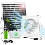 AEQ Solar Powered Fan with Battery Run Day/Night, 22W 9.8" Solar Fan for Chicken Coop with 12000mAh Battery, Waterproof Solar Fan Exhaust Intake for Shed, Chicken Coop, Greenhouse, Ventilation