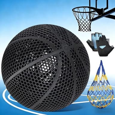 Yurlidar 3D-Printed Airless Basketball,Official Size 7 No Pump Needed High Bounce and Quiet Basketballer Training and Dribbling Indoor Outdoor