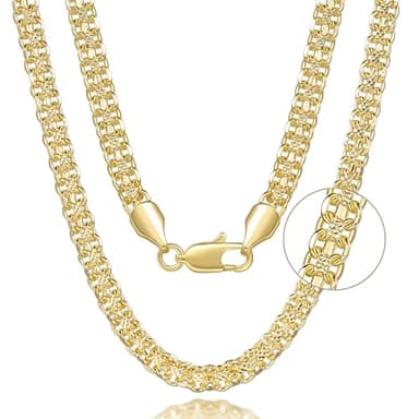 JUHEPROKIT 14K Gold Plated Chain for Men Women 14K Gold Plated Necklace for Women Chains Double Layer Cuban Link Chains Delivers Presence Dainty Chunky Cuban Link Chain for Men (Length 24 Inches)