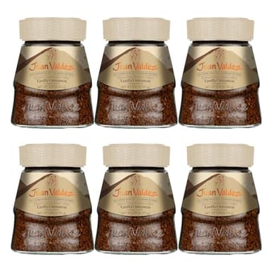 Juan Valdez Freeze-Dried Instant Coffee - Vanilla Cinnamon Flavor | 100% Colombian Arabica Beans | Sweet & Aromatic 100% Colombian Coffee | 3.35 oz / 95 g Jar | Easy to Prepare | 6 Pack