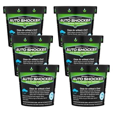 Biocide Systems Auto Shocker Strong Car Odor Eliminator, Eco-Friendly ClO2 Odor Remover for Tough Odors in Vehicle Interiors, Up to 250 Cubic Feet (6-Pack)