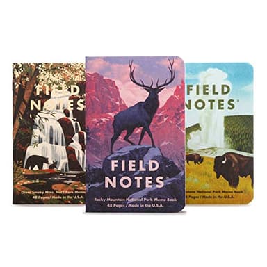 Field Notes: National Parks Series (Series C - Rocky Mountain, Great Smoky Mountains, Yellowstone) - Graph Paper Memo Book 3-Pack - 3.5 x 5.5 Inch