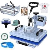 Slendor 5 in 1 Heat Press Machine 12x15 inch Sublimation Heat Press 360° Swing Away Heat Transfer Digital T-Shirt Pressing with 30OZ 20OZ Tumbler Press, Multifunction Combo for Hat Cap Plate