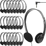 Flutesan 20 Pack Classroom Kids Headphones on Ear Headphones Over The Head Earphones for Student School Children Teen Boys Girls Adults, Black