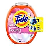 Tide Power PODs 2-in-1 Laundry Detergent Pacs with Downy Soft Boosters, Lasting Freshness with April Fresh Scent, 45 Count, Tide Laundry Detergent, Washing Detergent
