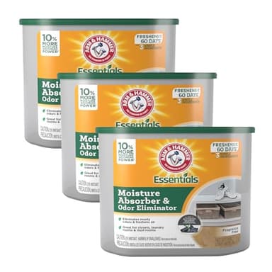 Arm & Hammer Essentials Disposable Moisture Absorber and Odor Eliminator Tub, Fragrance Free, 1 lb., Attracts and Traps Excess Moisture, Ideal Closet Dehumidifier (Pack of 3)