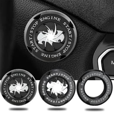 Bat Rotary Car Push Start Button Cover, Engine Start Stop Button Cover Interior Accessories, Anti Scratch Universal Protective DIY Decoration, Gift for Men (Bat Black)