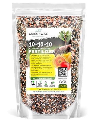 10-10-10 Plant Fertilizer Slow Release - 10 10 10 All Purpose Granular Garden Fertilizer for Vegetables, Tomato, Arborvitae, Shrubs, Rose, Flowers, Fruit, Fig Trees (1/2 Quart)