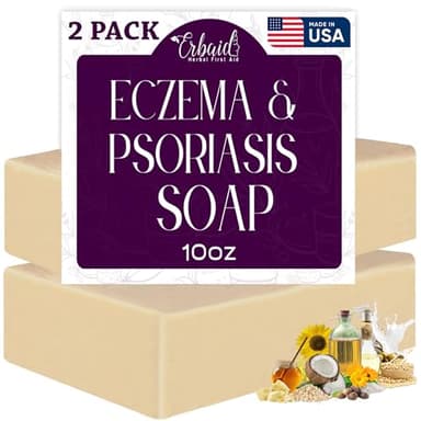 Eczema Soap Bar for Face and Body – All Natural Dermatitis, Psoriasis Treatment for Dry Itchy Sensitive Skin Relief – Gentle Detoxifying, Healing, Anti-Itch, Oatmeal Goat Milk Wash for Kids, & Adults