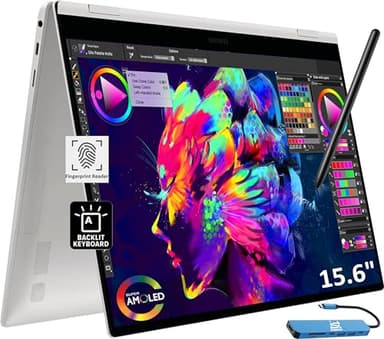 Samsung Galaxy Book Pro 360 2-in-1 Laptop for Creator, Photographer, Designer (15.6" FHD Touchscreen, Intel Core i7-1260P, 16GB RAM, 2TB SSD, Pen) Backlit, Fingerprint, IST Hub, Win 11 Home, NP950QED