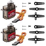 2 Pcs MG90S 9g Micro Servo Motor Metal Gear Micro Servos Replace SG90 for Smart RC Robot Helicopter Airplane Controls Car Boat Plane Vehicle Models