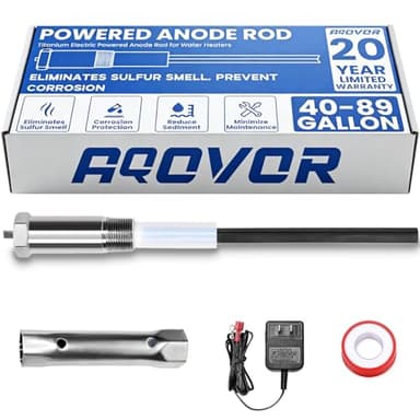 Powered Anode Rod for Hot Water Heater, Electrical Anode Rod Made of Titanium Eliminates Rotten Egg/Sulfur Smell, Fits 40-89 Gallons Hot Water Tanks, Rust and Corrosion, Reduce Limescale