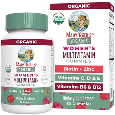MARYRUTH'S Multivitamin Gummies for Women Ages 14+ | Immune Support | Hair & Skin Health | Reproductive Health | Vitamin A C D E B6 B12 Biotin Zinc Iodine | Organic | Vegan | Non-GMO | 60 Count