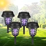 4 Pack 2025 Solar Bug Zapper Outdoor Mosquito Killer for Patio Yard Farm Garden Waterproof Mosquito Light Outdoor Used to Kill Bug Gnat Small Flying Insect Bug Lights for Outside