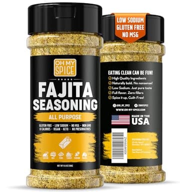Fajita Seasoning Mix All Purpose Seasoning - Gluten Free & Low Sodium Mexican Seasonings Blend for Meat, Vegetables, Steak & Chicken. Taco Mix Spice. Everything Fajitas Seasonings Mix Spices. 4.6oz