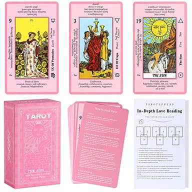 Myripoly Pink Tarot Cards Deck Set for Beginners with Meanings On Them-Tarot Card with Guidebook-(Free Velvet Tarot Bag Pouch)