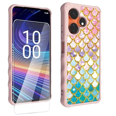 Generic for Boost Mobile Celero 5G+Plus 2024 Case [with Tempered Glass Screen Protector][Luminous Effect] Compatible with Celero 3 5G+Plus 2024 Phone Case Cover CH-YL, JSF-YL