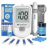 G-425-1 Blood Glucose Monitor Kit, 100 Test Strips, 100 Lancets, 1 Control Solution, 1 Blood Sugar Monitor, 1 Lancing Device, Diabetes Testing Kit, No Coding, Large Display, Glucometer for Home Use