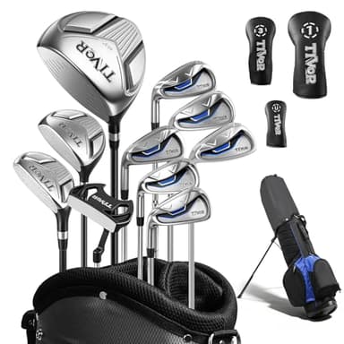 Golf Clubs Set for Men Right Handed Complete 14-Piece with Driver Fairwood Hybrid Irons Putter Stand Bag & 3 Headcovers - Beginner Mens Golf Set with Graphite Shafts Black