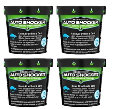 Biocide Systems Auto Shocker Strong Quick Release Car Odor Eliminator, Eco-Friendly Smell Remover for Tough Odors in Vehicle Interiors, Up to 250 Cubic Feet (4-Pack)