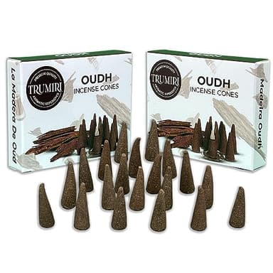 TRUMIRI Oud Incense Cones - Total 20 Cone Incense - Dual Pack of 10 Insence Cones - Incense Cones Scented - Cone Incense Scents - Insense Cones - Incent Cone