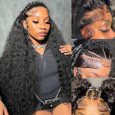 Simeider 30 Inch Deep Wave Lace Front Wigs Human Hair 13x6 HD Lace Front Wigs Pre Plucked Brazilian Curly Human Hair Wig 200 Density Glueless Frontal Wigs For Black Women