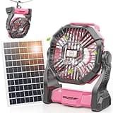 Art In Real 10400mAh Solar Fan, Camping Fan with 7W Solar Panel, Rechargeable Solar Powered Fan with LED Lantern,Portable Battery Operated Fan for Travel Picnic, Barbecue, Fishing,Outdoor＆Indoor