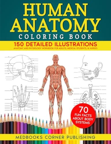 Human Anatomy Coloring Book: 150 Detailed Illustrations & 70 Fascinating Facts in an Anatomy and Physiology Workbook for Adults, Medical Students, & Nurses Focused on Advanced Body Systems Learning