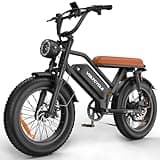 Electric Bike for Adults, 48V 18.2AH Electric Motorcycle, Long Seat Electric Bicycle Full Suspension 20" Fat Tire Ebike Max 28MPH& 30-60 Miles All Terrain E-Bike for Mountains, Snow, Sand, Road