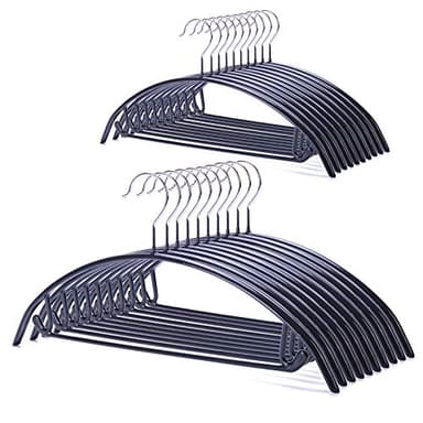 Nature Smile Non Slip PVC Coating Sweater Hangers,Dress Suit Coat Hangers,Shoulder Bump Free Golf T Shirts Clothes Hangers (Black Color 20 Pack)