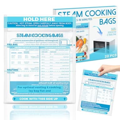 20 Pcs Microwave Steam Bags Zipper Steame Cooking Bags for Vegetables Potatoes Seafood Meat Veggie Frozen Food