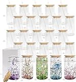 CHLJAR 16oz Snow Globe Tumbler, 25pack Sublimation Snowglobe Cup with Bamboo Lids and Straws, Double Walled Glass Mug Bulk, Pre Drilled Glass Blank for Snow Globe Glitter, Individual Packaging