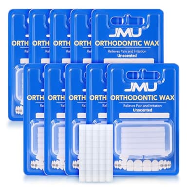 JMU Orthodontic Wax for Braces 10 Pack, Precut 500 Braces Wax Dots, Dental Wax Unscented