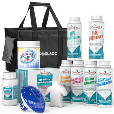 Poolacc Bromine Hot Tub Starter Kit: Includes Extra-Capacity Chemicals, 50 Test Strips, Dispenser & Accessories | All-in-One Spa Maintenance Set