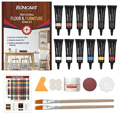 Boncart Wood Furniture Repair Kit Wood Filler-Repair Scratch, Cracks, Hole, Discoloration for Wooden Door, Floor, Table, Cabinet -Restore Any Wood, Cherry, Walnut