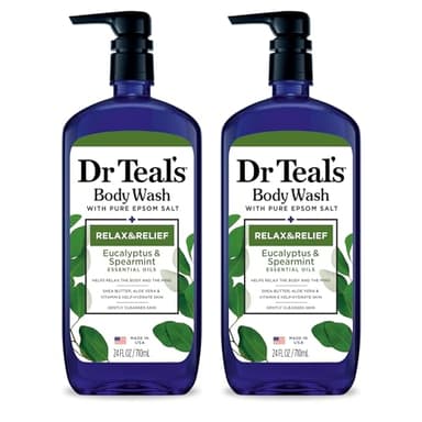 Dr Teal's Body Wash with Pure Epsom Salt, Relax & Relief with Eucalyptus & Spearmint, 24 fl oz (Pack of 2)