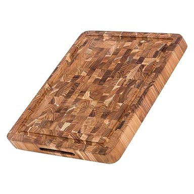 Teakhaus Butcher Block Carving Board - Medium Thick Cutting Board with Juice Groove - Holiday Gift Ideas for Men and Women - Gift-Ready End Grain Wood, Knife Friendly - FSC Certified