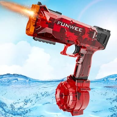 Funwee 2025 New Upgrade Electric Water Guns for Adults Kids, Light Up Most Powerful Full Automatic Water Squirt Gun, Long Range Auto Classic Powerful Strongest Water Blaster, Outdoor Pool Gift Toy
